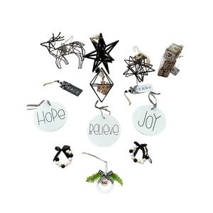 Ornament/tiered tray  black & white 13 piece set -NWT